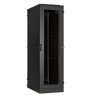Напольный шкаф 19", 24U, двухстворчатые перфорированные двери, цельнометаллические боговые стенки, Ш600хВ1280хГ800мм, в разобранном виде, черный