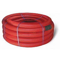 ССД 121914 Двустенная труба ПНД гибкая для кабельной канализации д.140мм с протяжкой, SN6, 450Н,  в бухте 50м, цвет красный