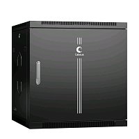 Шкаф телекоммуникационный настенный 19" 12U 600x600x635mm (ШхГхВ) дверь металл, цвет черный (RAL 9004)