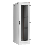 Напольный шкаф 19", 24U, стеклянная дверь, боковые цельнометаллические стенки и задняя дверь Ш600хВ1280хГ800мм, в разобранном виде, серый