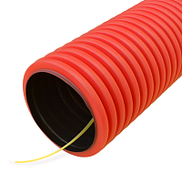 Труба гофрированная двустенная ПНД жесткая тип 750 (SN8) красная д200 5,7м (11,4м/уп) Промрукав