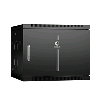 Шкаф телекоммуникационный настенный 19" 9U 600x600x501mm (ШхГхВ) дверь металл, цвет черный (RAL 9004)