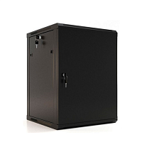 Шкаф настенный 19-дюймовый (19"), 27U, 1304x600х600мм, металлическая передняя дверь с замком, две боковые панели, цвет черный (RAL 9004) (разобранный)
