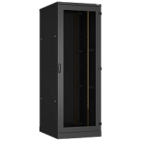 Напольный шкаф 19", 47U, стеклянная дверь, двухуровневые боковые металлические стенки, Ш800хВ2280хГ1000мм, в разобранном виде, черный