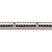 Коммутационная панель NIKOMAX 19", 1U, 24 порта, Кат.6 (Класс E), 250МГц, RJ45/8P8C, 110/KRONE, T568A/B, полный экран, с органайзером, металлик - гара