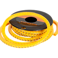 Маркер NIKOMAX кабельный, трубчатый, эластичный, под кабели 3,6-7,4мм, буква "D", желтый, уп-ка 500шт.