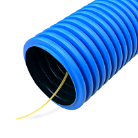 Труба гофрированная двустенная ПЭ жесткая тип 750 (SN12) синяя д125 6м (36м/уп) Промрукав