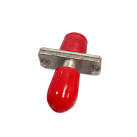 Оптический проходной адаптер FC-ST, SM/MM, simplex, корпус металл, красные колпачки, с фланцем
