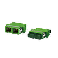 Оптический проходной адаптер SC/APC-SC/APC, SM, duplex, корпус пластиковый, зеленый, зеленые колпачки