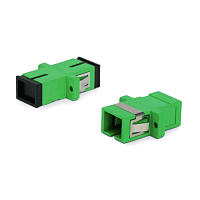 Оптический проходной адаптер SC-SC, SM, simplex, корпус пластиковый, зеленый, черные колпачки