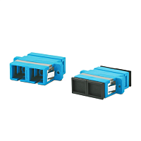 Оптический проходной адаптер SC-SC, SM, duplex, корпус пластиковый, синий, черные колпачки