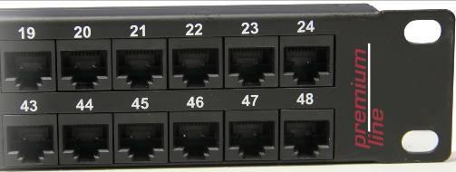 Патч-панель 19" UTP 48xRJ45 кат.5е, 1U, Dual Type IDC, цвет черный (Premium Line)