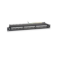Патч-панель 19" (1U), 24 порта RJ-45, категория 6, полностью экранированная, с задним кабельным организатором