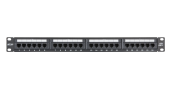 Коммутационная панель NETLAN 19", 1U, 24 порта, Кат.6 (Класс E), 250МГц, RJ45/8P8C, 110/KRONE, T568A/B, неэкранированная, черная