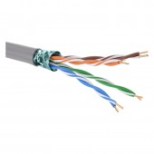 Кабель витая пара кат. 5E экранированный F/UTP, 4 пары, нг(А)-HF, цвет внешней оболочки серый, катушка 305 м