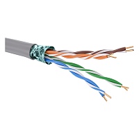 Кабель витая пара кат. 5E экранированный F/UTP, 4 пары, нг(А)-HF, цвет внешней оболочки серый, катушка 305 м