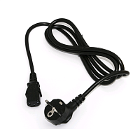 Кабель питания компьютера (Schuko+C13) (3x0.75), 10A, угловая вилка, 1м, цвет черный