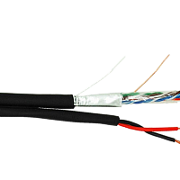 Кабель NETLAN F/UTP 4 пары, Кат.5e (Класс D), 100МГц, одножильный, BC (чистая медь), с многожильным силовым кабелем 0,50мм2, внешний, PE до -40C, черн