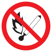 Самоклеящаяся этикетка: Ф180мм "Запрещается пользоваться открытым огнем и курить" IEK