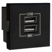 Розетка USB двойная, зарядная, черный (матовый)