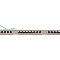 Коммутационная панель NIKOMAX 19", 0,5U, 24 порта, Кат.6 (Класс E), 250МГц, RJ45/8P8C, 110/KRONE, T568A/B, полный экран, с органайзером, металлик - га