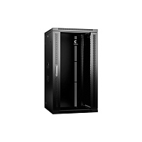 Шкаф телекоммуникационный настенный разобранный 19" 22U 600x600x1082mm (ШхГхВ) дверь стекло, цвет черный (RAL 9004)