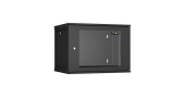 Настенный разборный шкаф NIKOMAX 19", 9U, стеклянная дверь, Ш600хВ436хГ450мм, 1 пара монтажных направляющих, черный