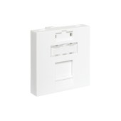 Вставка розеточная TERACOM PRO 45x45мм формат Mosaic на 1 модуль Keystone со шторкой и маркером белая