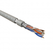 Кабель витая пара F/UTP, категория 6, 4 пары (23 AWG), одножильный (solid), экран - фольга, нг(А)-LSLTx, внутренний, серый