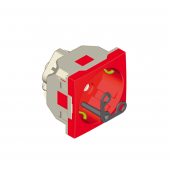 Розетка 2к+З с ключом (45х45) , красная 