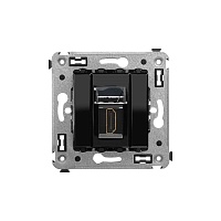 HDMI розетка одинарная в стену, тип А-А, "Avanti", "Черный квадрат"