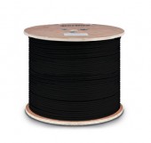 Кабель витая пара F/UTP, кат.5e, 4 пары(24 AWG), одножильн.(solid),экран-фольга, с металл.тросом,внешний, PE,-40°C-+50°C, черный-гарантия: 15 лет