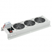 ITK Вентиляторная панель с выключателем и термостатом 3 модуля серая