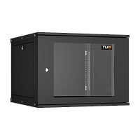 Настенный разборный шкаф TLK 19", 9U, стеклянная дверь, Ш600хВ436хГ600мм, 2 пары монтажных направляющих, черный