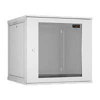 Настенный разборный шкаф TLK 19", 12U, стеклянная дверь, Ш600хВ569хГ600мм, 2 пары монтажных направляющих, серый