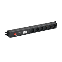 ITK PDU с АВР 6 розеток Schuko 1U без шнура 2 вх. C14