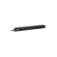 Блок розеток PDU TERACOM PRO 19" 1U 16А/250В 9 розеток Schuko шнур питания длиной 2 метра сечение 3x1,5 мм2 вилка Schuko корпус алюминий черный