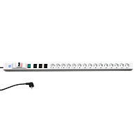 Блок розеток, 15 розеток + 3 IEC 320 C13, с индикатором и автоматом (длина 1080 мм) (LZ-331) (Schuko)