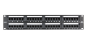 Коммутационная панель NETLAN 19", 2U, 48 портов, Кат.5e (Класс D), 100МГц, RJ45/8P8C, 110/KRONE, T568A/B, неэкранированная, черная