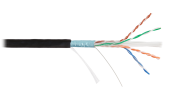 Кабель NIKOLAN F/UTP 4 пары, Кат.6 (Класс E), тест по ISO/IEC, 250МГц, одножильный, BC (чистая медь), 23AWG (0,55мм), внешний, PE до -60С, черный, 305