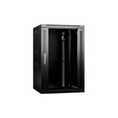 Шкаф телекоммуникационный настенный разобранный 19" 18U 600x350x901mm (ШхГхВ) дверь стекло, цвет черный (RAL 9004)