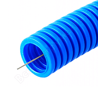 Труба гофрированная ПП лёгкая 350 Н безгалогенная (HF) синяя с/з д25 (50м/2600м уп/пал) Промрукав