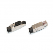 Разъем RJ-45 (8P8C) под витую пару, полевая заделка, категория 6A, экранированный, для одножильного кабеля (общий диаметр кабеля 6-8 мм, 23-26 AWG)