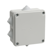 Коробка КМ41233 распаячная для о/п 100х100х50 мм IP44 (RAL7035, 6 гермовводов)