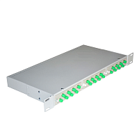 Кросс 19", предсобранный 1U, 24 порта FC, 9/125 mm, (розетки, сплайс, КДЗС, пигтейлы)