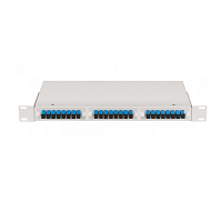 Оптический кросс NIKOMAX 19", 1U, укомплектованный на 24 порта LC/UPC(12 двойных LC/UPC адаптеров), MM 50/125 OM3, стальной, серый, в комплекте: адапт