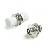 Оптический проходной адаптер FC-FC, SM/MM, simplex, корпус металл, белые колпачки