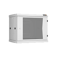 Настенный разборный шкаф TLK 19", 9U, стеклянная дверь, Ш600хВ503хГ450мм, 2 пары монтажных направляющих, серый