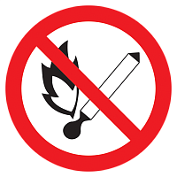 Самоклеящаяся этикетка: Ф180мм "Запрещается пользоваться открытым огнем и курить" IEK