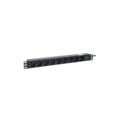 Блок розеток PDU TERACOM PRO 19" 1U 10А/250В 9 розеток Schuko шнур питания длиной 2 метра сечение 3x1,5 мм2 вилка C14 корпус пластик черный